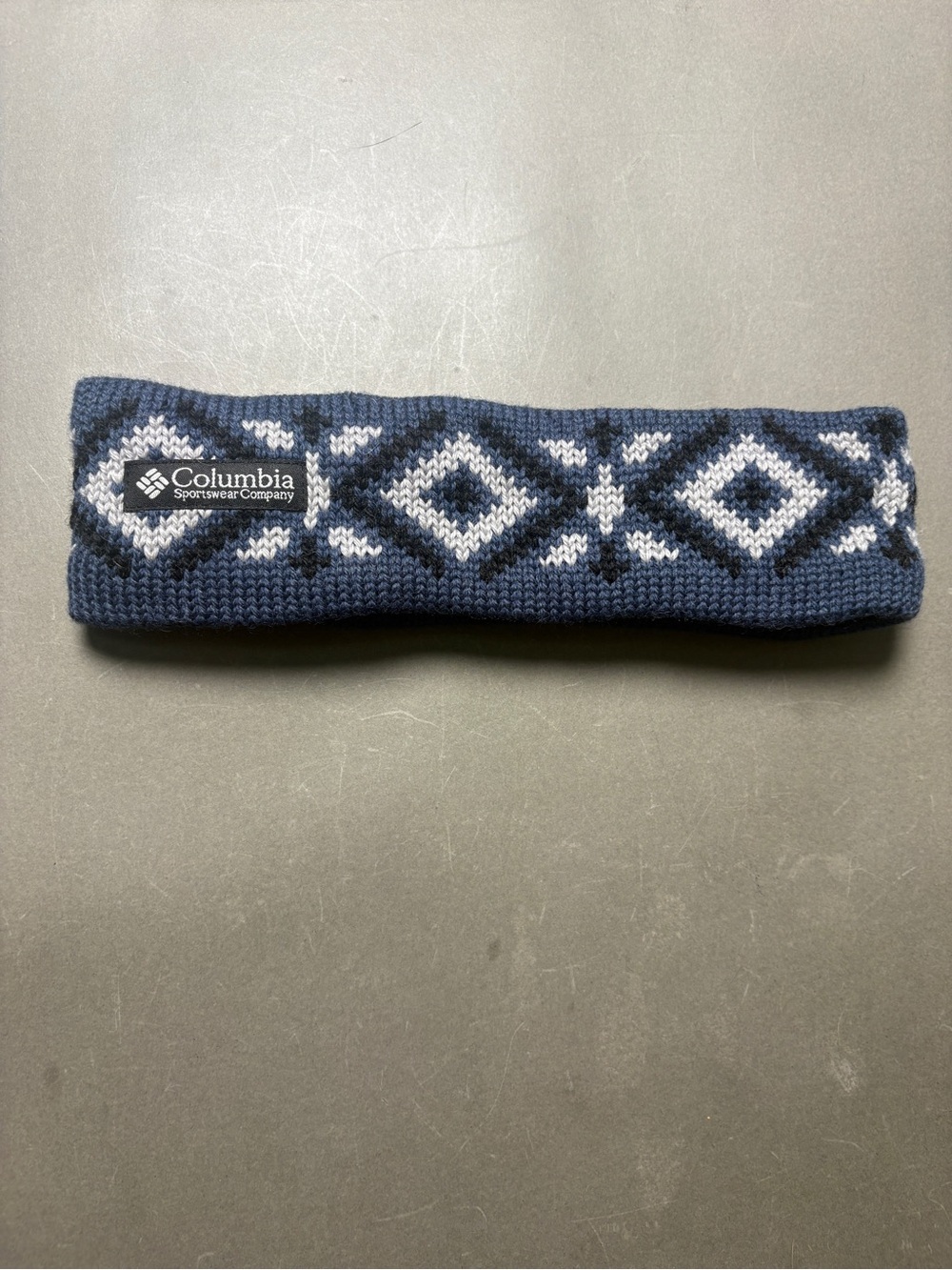 Columbia Blue and White Geometric Knit Headband Head Warmer Ear Cover